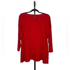 Eileen Fisher Round Neck 3/4 Sleeve Top Red Size Medium NWOT